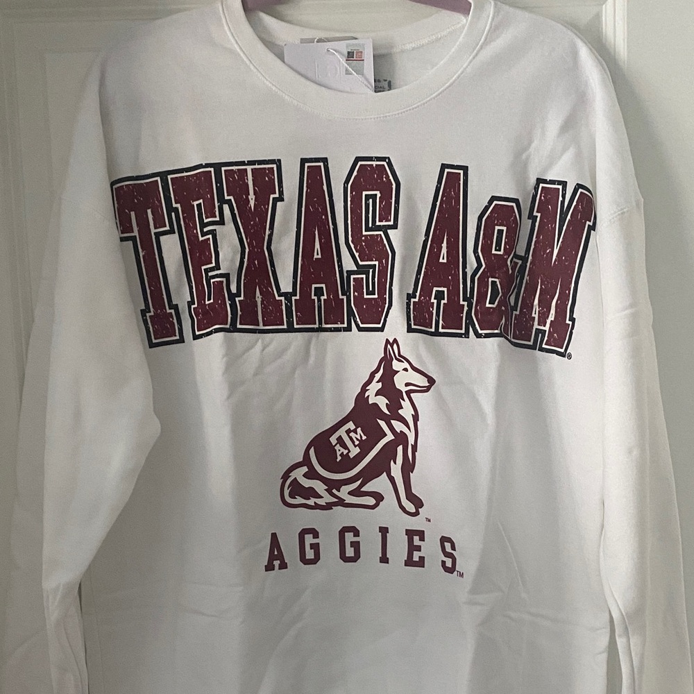 NWT Texas A&M Aggies Freestyle Premium Fleece Drop Shoulder Crewneck Pullover - Picture 2 of 6